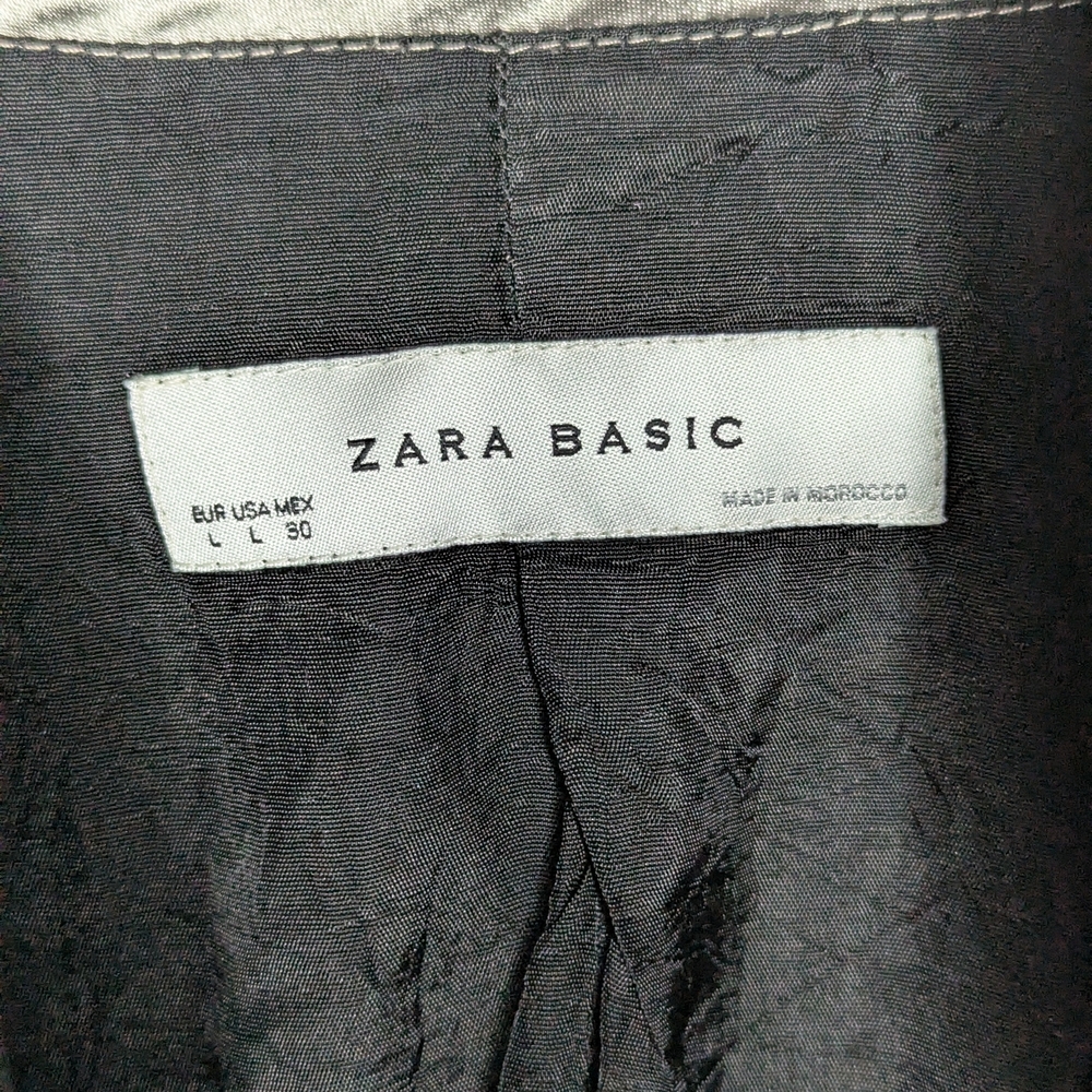 Zara Blazer Women's Large Black Pinstripe Tailored Structured Office Workwear - Picture 13 of 16